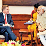 انٹرنیشنل اولمپک کمیٹی پریذیڈنٹ Thomas Bach اور بھارتی وزیر اعظم نریندر مودی