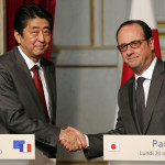 فرانس کے صدر فرانسو اولاندے اور جاپانی  وزیر اعظم شنزو آبے