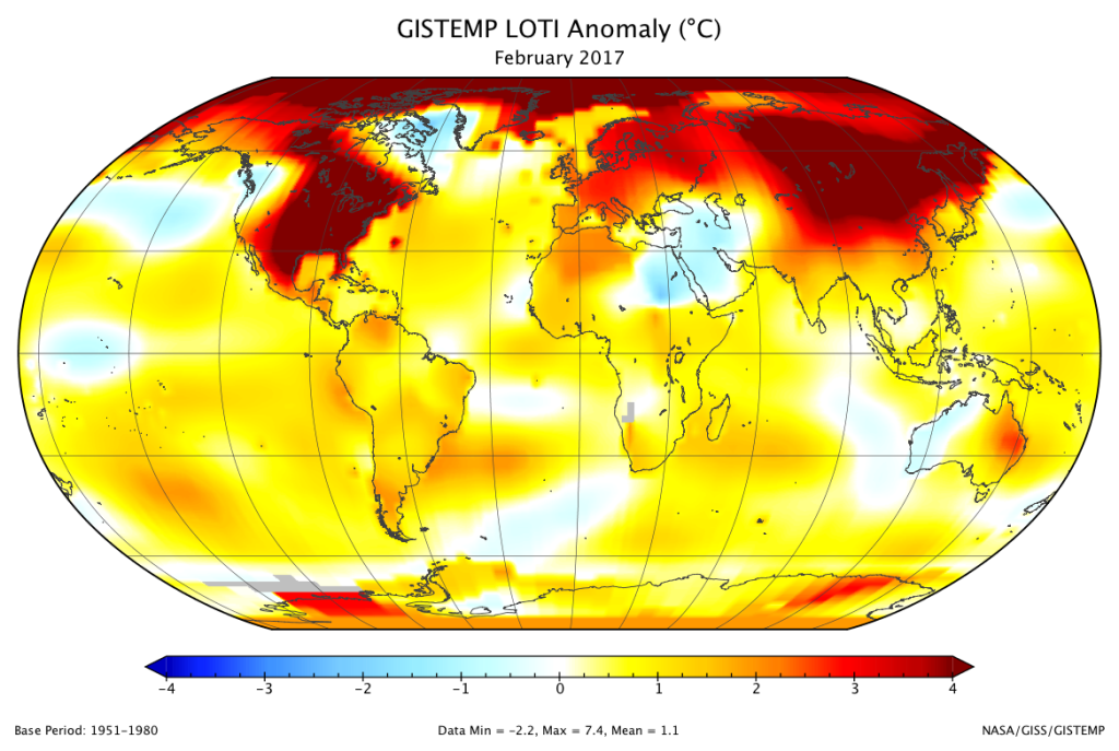 دنیا بھر سے جنوری اور فروری کے مہینوں میں درجہ حرارت سے متعلق اعداد و شمار کا جائزہ لینے کے بعد 2017 ء بھی گرم ترین سال ہو سکتا ہے
