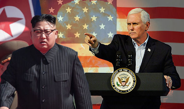 امریکی نائب صدر مائیک پینس اور شمالی کوریا کے سربراہ کم جانگ ان