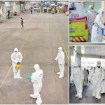 جنوبی کوریا میں امدادی اہلکار کورونا وائرس کی نئی قسم کے انکشاف کے بعد وبا کو مزید پھیلنے سے روکنے کے اقدامات کررہے ہیں